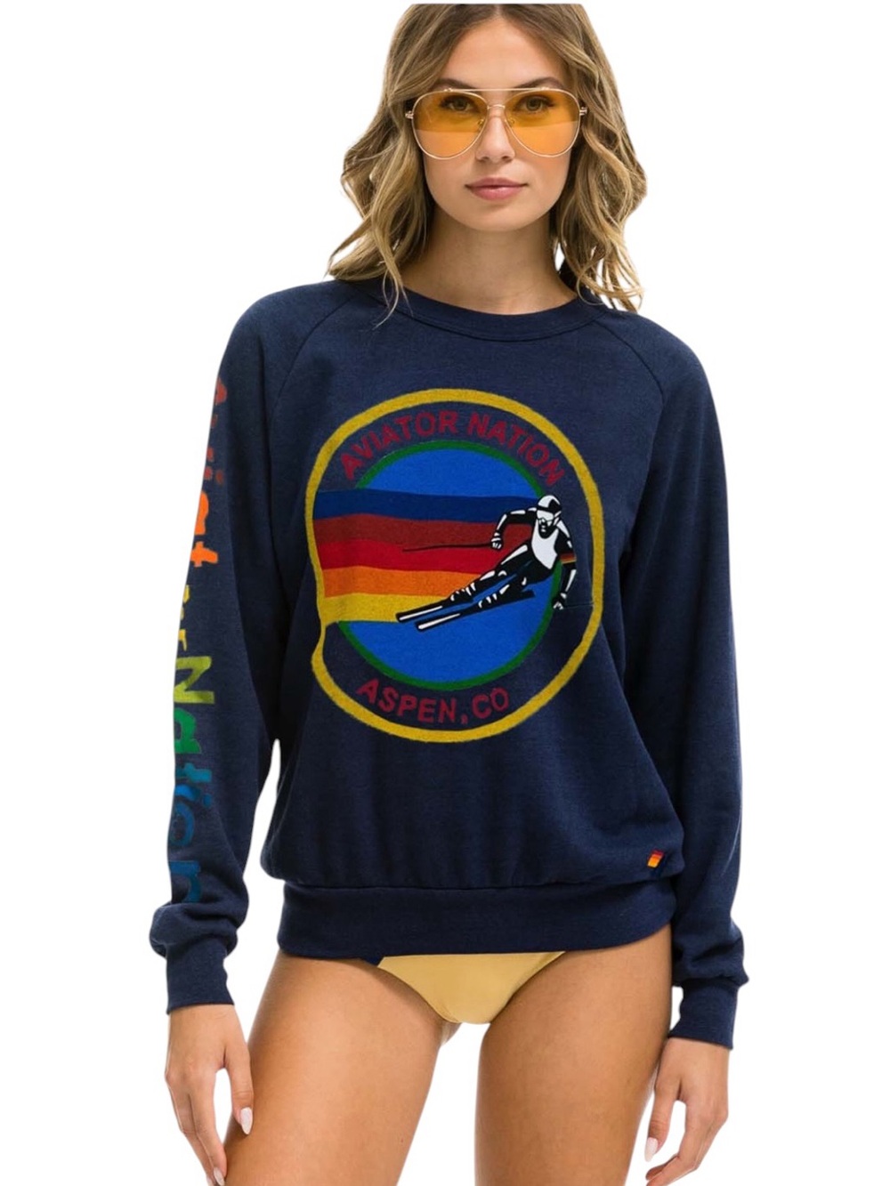 Aviator Nation Aspen Crew Sweatshirt Navy XXL
